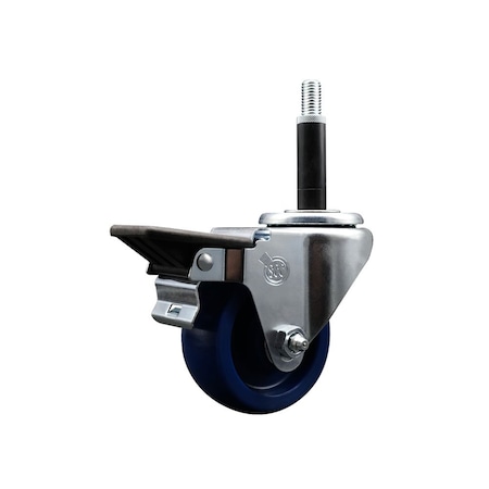 Service Caster 3'' Solid Poly Swivel 3/4'' Expanding Stem Caster with Brake SCC-EX20S314-SPUS-PLB-34